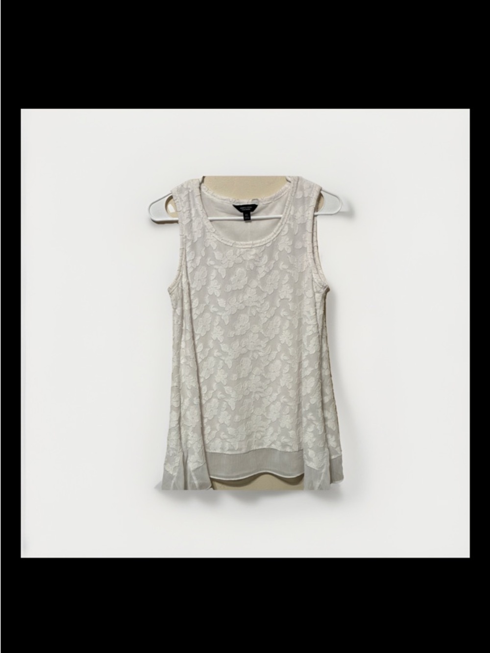 Simply Vera Vera Wang Womens White Floral Burnout Sleeveless Tank Top XS